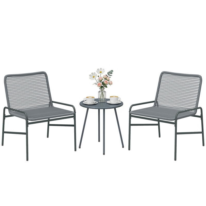 2 - Person Patio Dining Set with Round Table, Grey