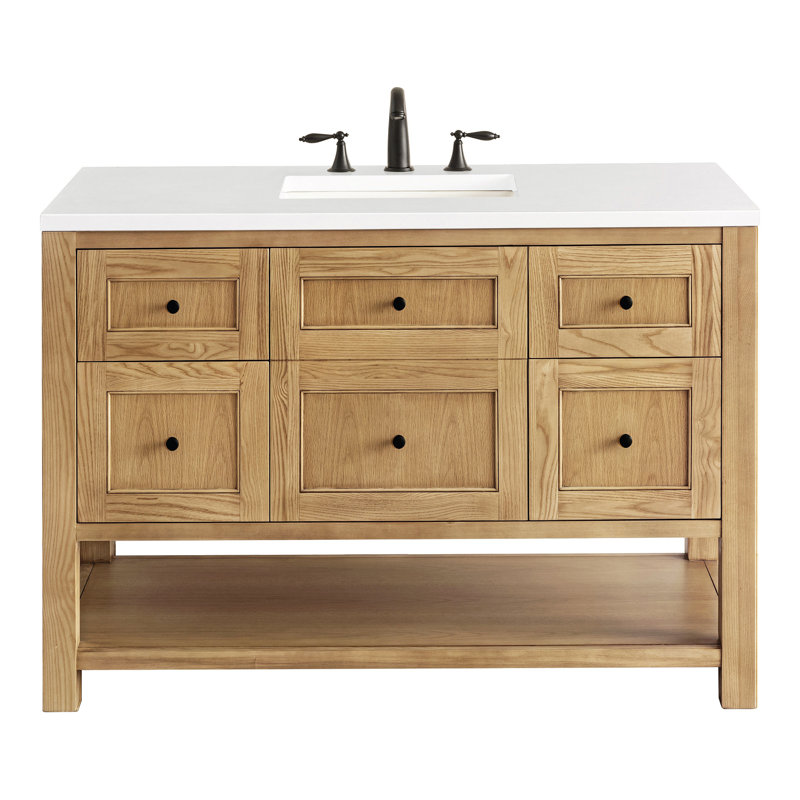 Breckenridge 48'' W Single Vanity, White Zeus, 8" Widespread, Light Natural Oak