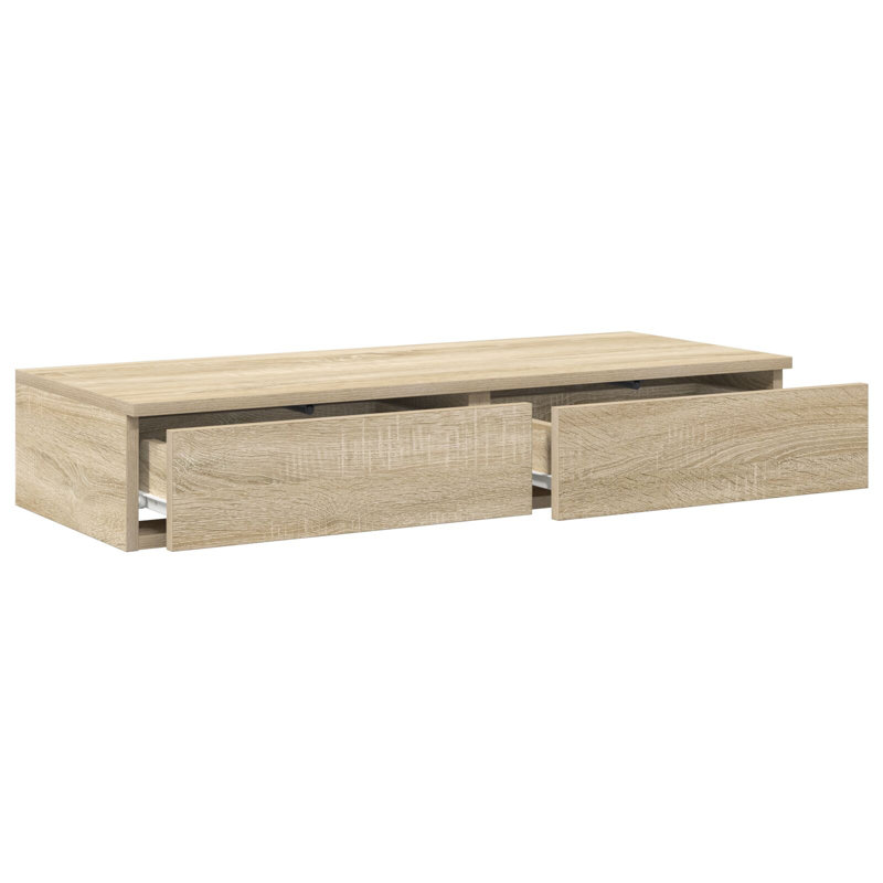 Bed Drawers - Made From Engineered Wood, Sonoma Oak, 16.5 H x 75 L x 36.5 W cm