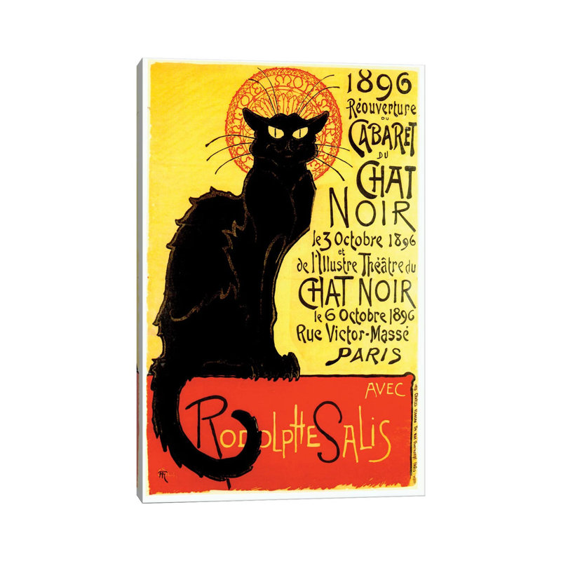 Cabaret Du Chat Noir, 1896 by Theophile Alexandre Steinlen - Wrapped Canvas Print, 20.32 cm H x 30.48 cm W
