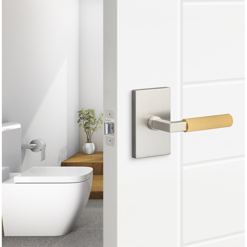 Levanto Passage Rosette, Straight Knurled Grip, Satin Brass/Satin Nickel