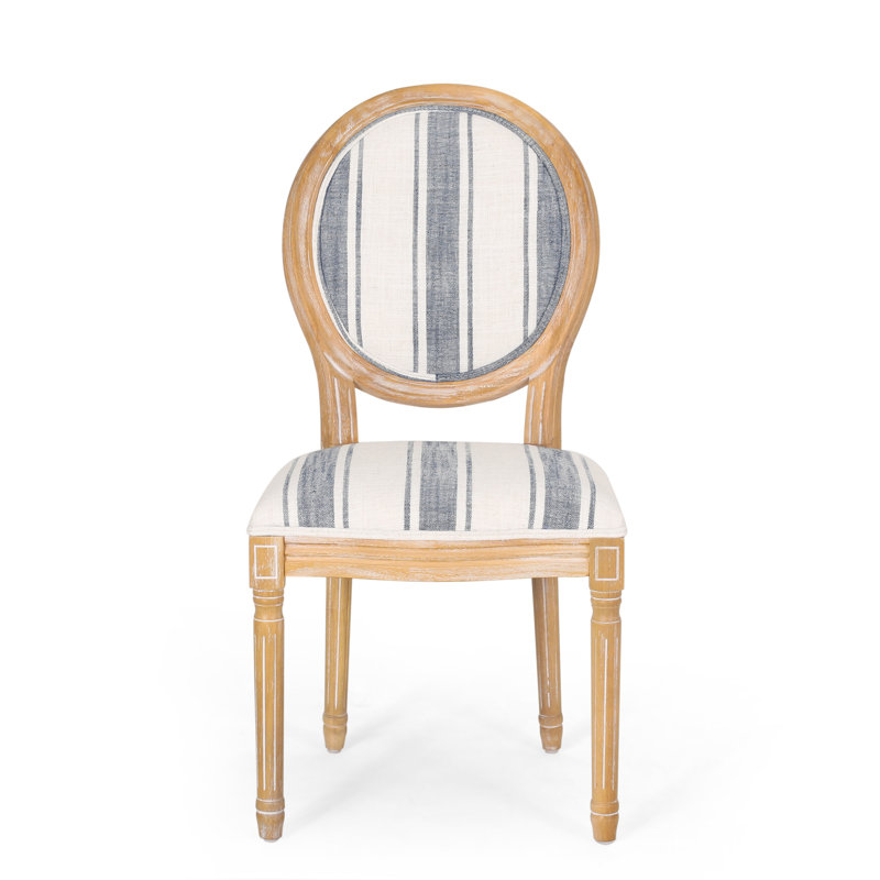 Jair 19.25'' H Upholstered Side Chair, Dark Blue Striped