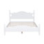 Cadre de lit plateforme grand lit en bois, lit plateforme de style rétro avec support en lattes de bois, blanc