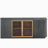 64-Inch Wavy TV Cabinet, Round Sideboard, Wooden Vertical Stripe Storage Cabinet, Aluminum Door Framed Tempered Glass Cabinet for Living Room/Bedroom/Entryway. Black,64''W x 15''D x 24''H.