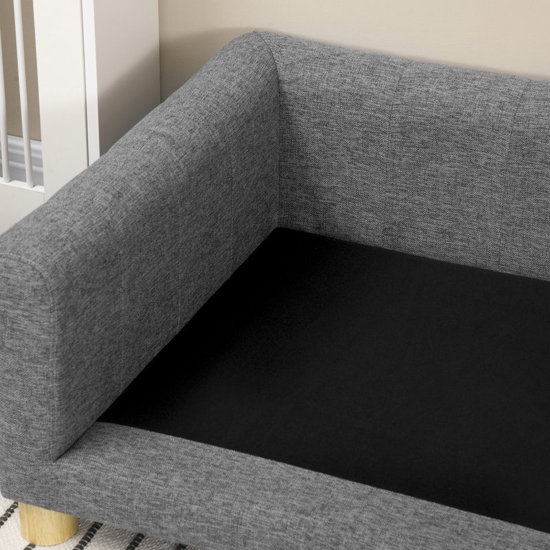Medium Dark Gray Elevated Pet Sofa with Removable Cushion
