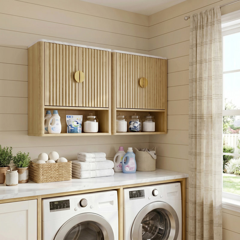 24"H x 23W" Laundry Room Wall Mounted Cabinet with Adjustable Shelves