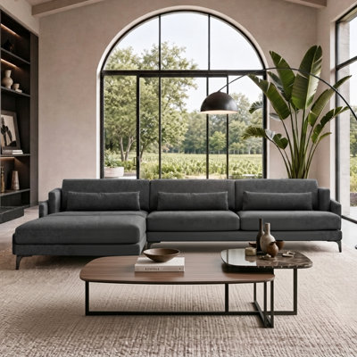 Duetto 141" Deep Seat L-Shaped Sectional Sofa with 80" Chaise, Modular Couch with Track Arms, Reversible Chaise for Living Room
