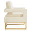 Fauteuil de loisir moderne rembourré en velours avec base en métal doré-133752252