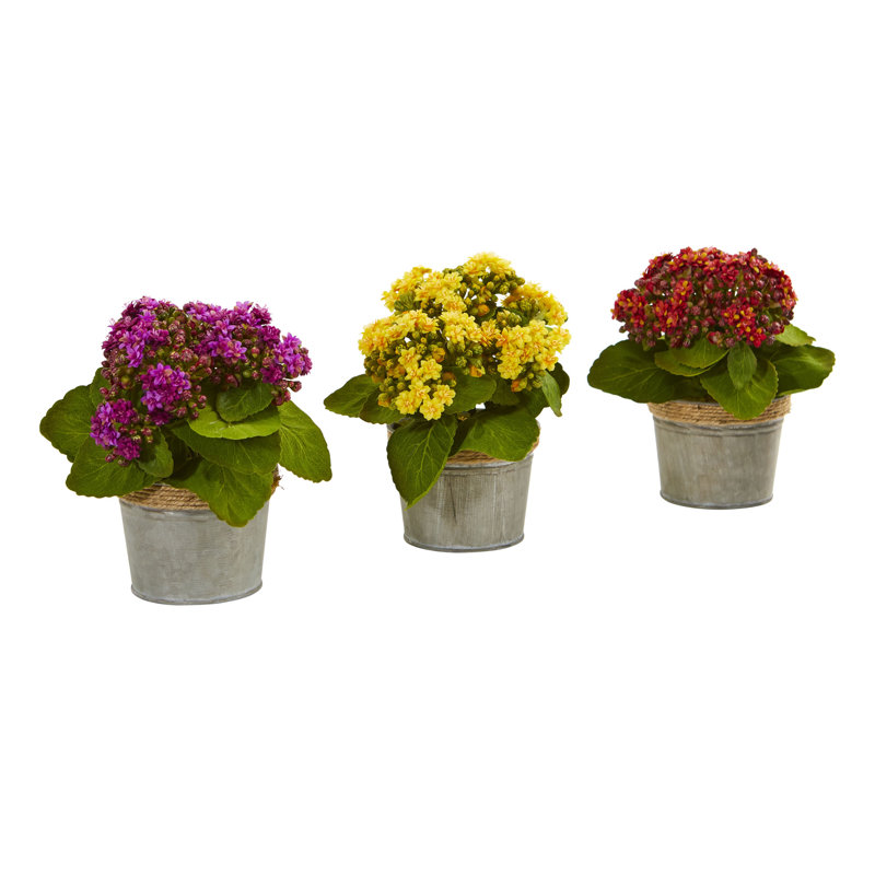 Arrangement floral artificiel en pot kalanchoe