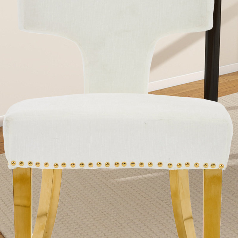 Ensemble de 2 chaises d'appoint rembourrées Modern, Beige, Doré