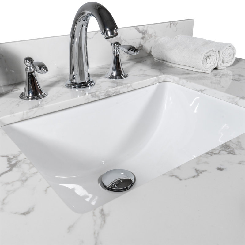 Dessus de meuble-lavabo en pierre de 31 po avec 3 trous de robinetterie pour salle de bain 31 po