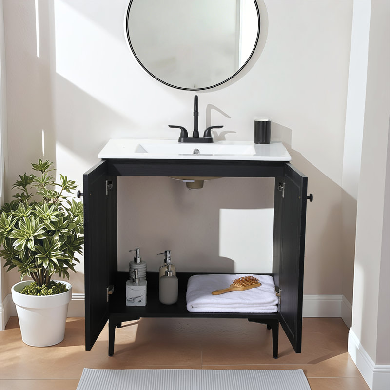 Ensemble de meuble-lavabo simple moderne 30 po noir