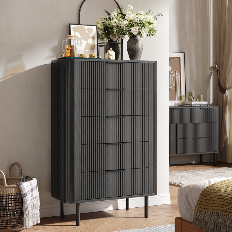 Commode 5 tiroirs Foye, Noir