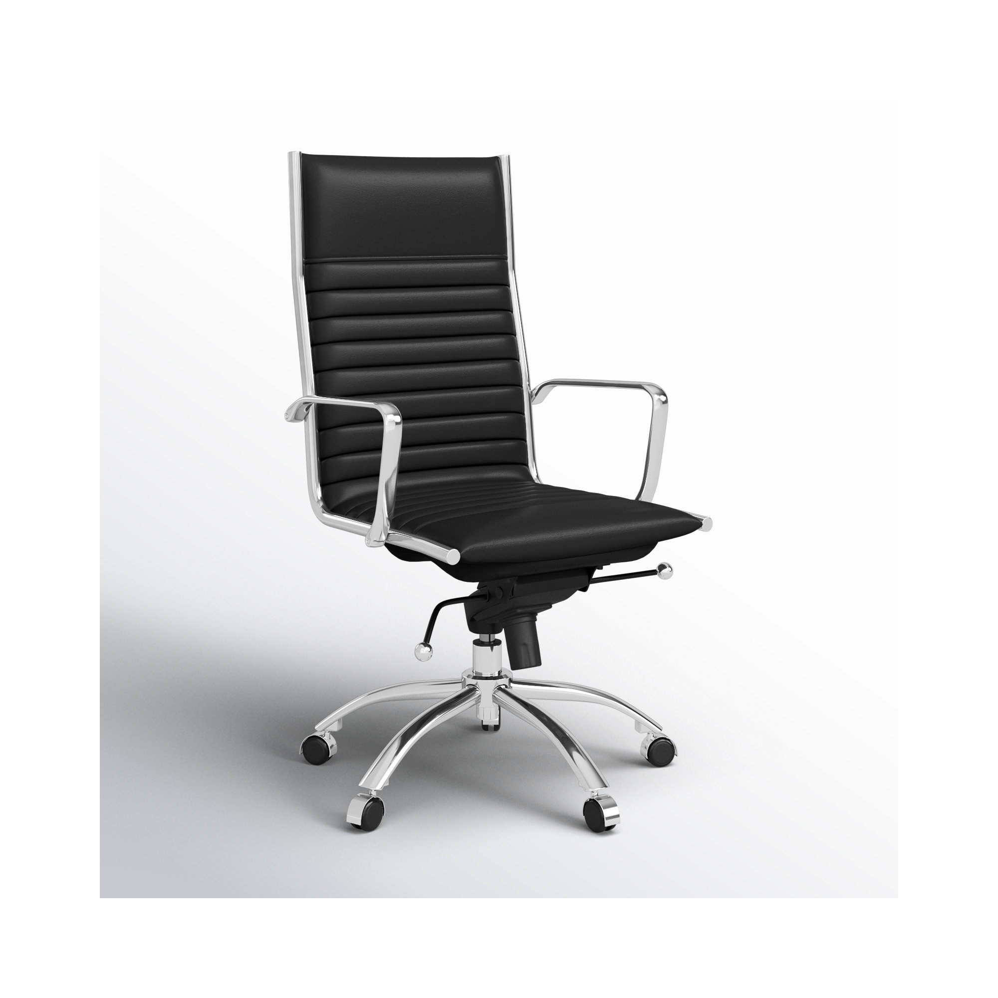 Naida Swivel Office Chair, Black Faux Leather, Chrome