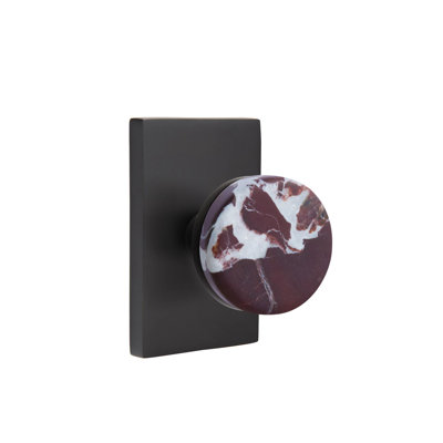 Mortaise intérieure Select Passage avec rosette rectangulaire et tige conique, bouton Rosso Levanto (droit)