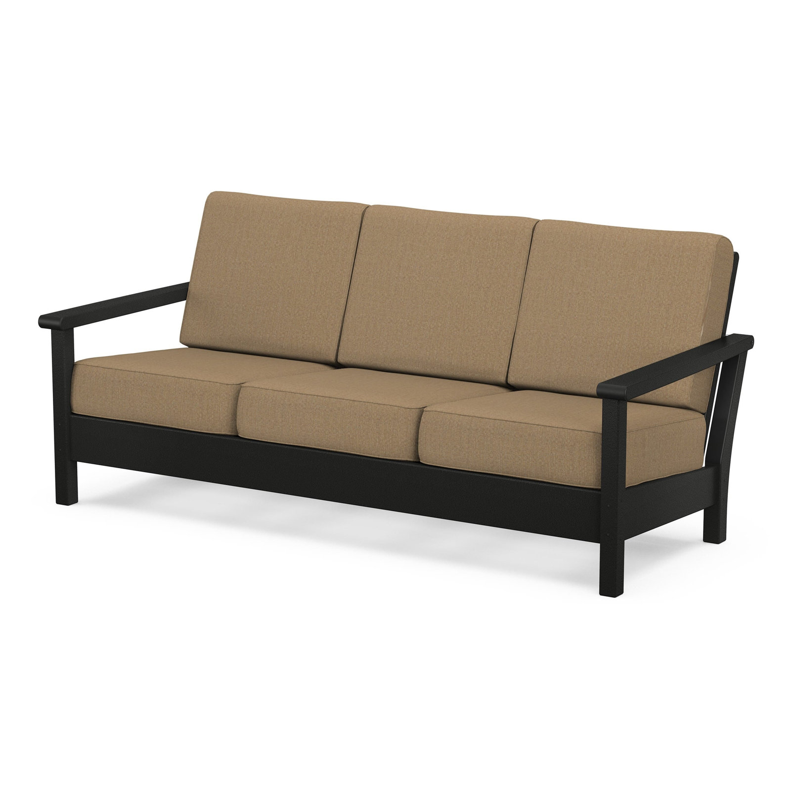 POLYWOOD® Harbour 75" Sunbrella® Patio Sofa, Sesame, Black