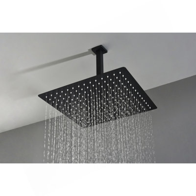 Pomme de douche 16 po noir mat