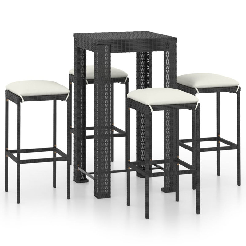 Ensemble 5 pièces avec coussins Ofrath, Structure noire / coussin blanc crème