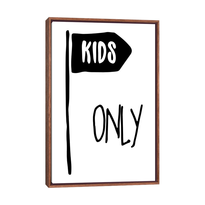 Kids Only - impression d'art textuel, H 60 po x l 40po x P 1,5 po, Pas de tapis, Toile avec cadre brun