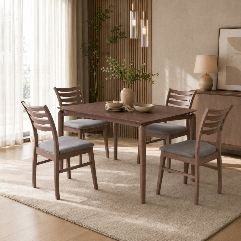 Ensemble de table de salle à manger 5 pièces Dunleavy Chester Reserve, 5 Pieces: Table, 4 Chairs, Walnut, Grey/Walnut