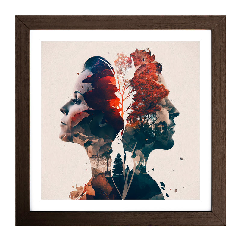 Lovers Double Exposure - Framed Print, Walnut