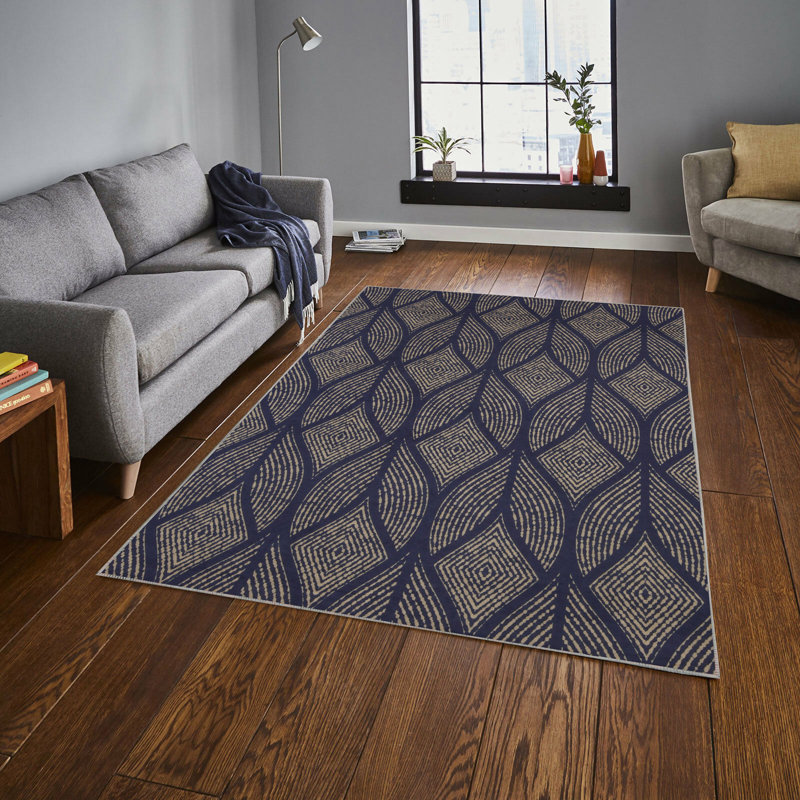 Tapis tissé de qualité supérieure, 5,2 x 7,5 pi, 100% polyester, antibactérien, antidérapant, hauteur des poils de 0,3 po | Lavable à la machine, impression numérique 3D | Parfait pour le salon, la chambre à coucher et le bureau