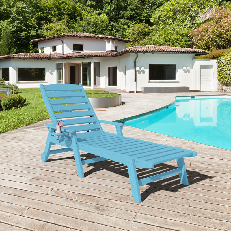 Grzedzinska Reclining Outdoor Lounge Adirondack Chair, Light Blue