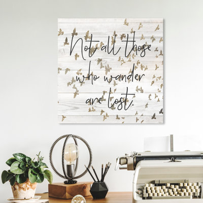 Motivational Quotes and Sayings Not All Those Who Wander Are Lost Glitter - Textual Art on Canvas