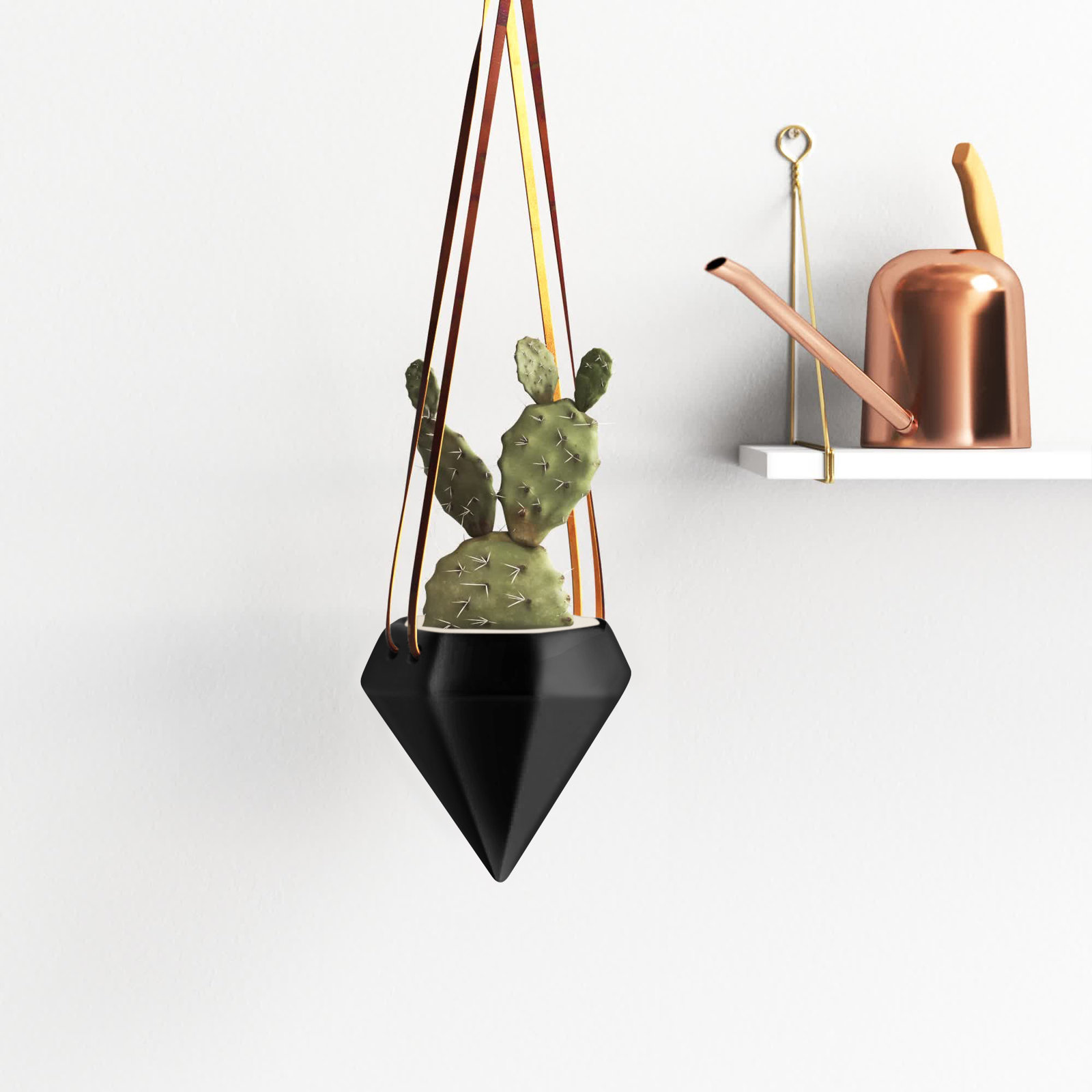 Guilford Ceramic Hanging Planter, Black