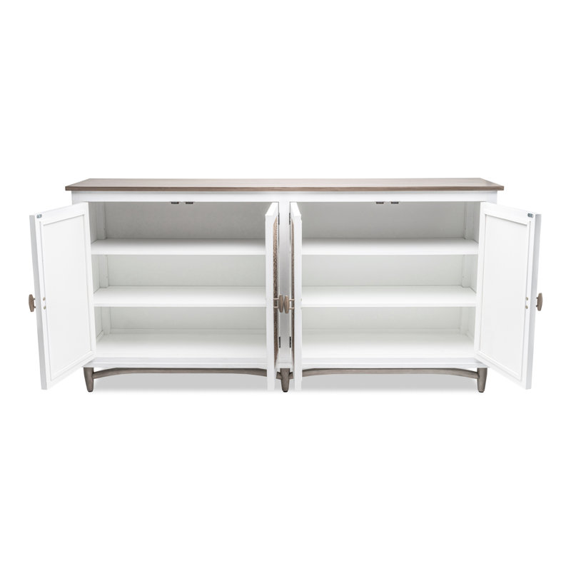 Port Royale - 4-Door Credenza - Natural, Brown, White Finish