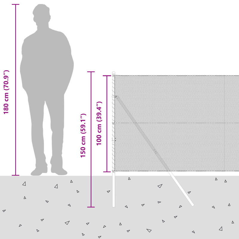 Vidaxl Hexagon Fence Steel, 100cm H x 1000cm W, Grey