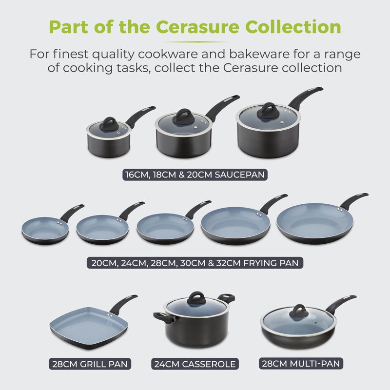 Tower T80356 Cerasure 16 cm Saucepan with Non-Stick Coating, Suitable for all Hob Types, Graphite