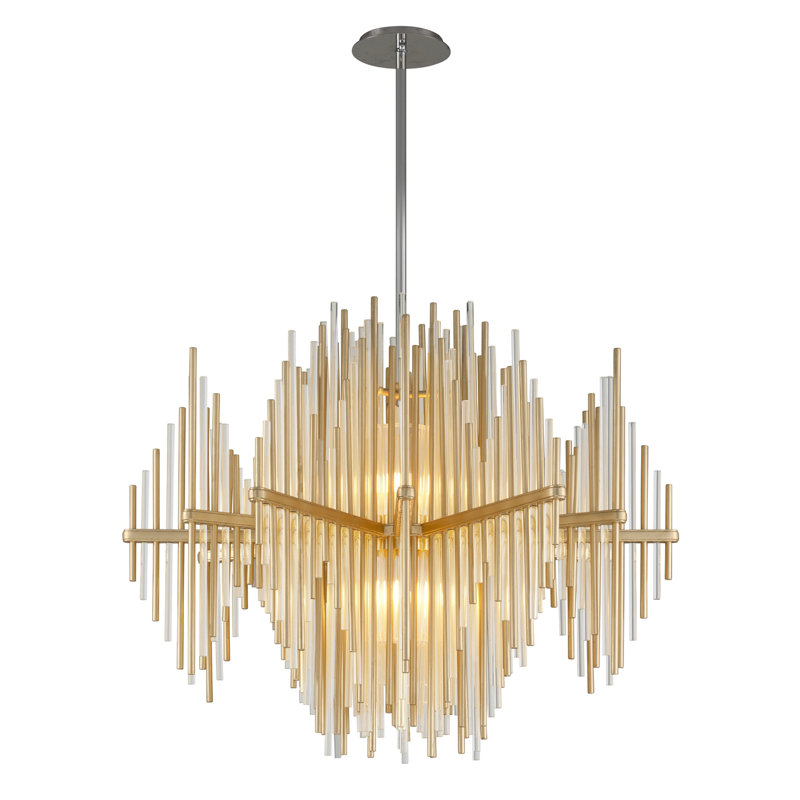 Gold Leaf Crystal LED 2-Light Geometric Chandelier
