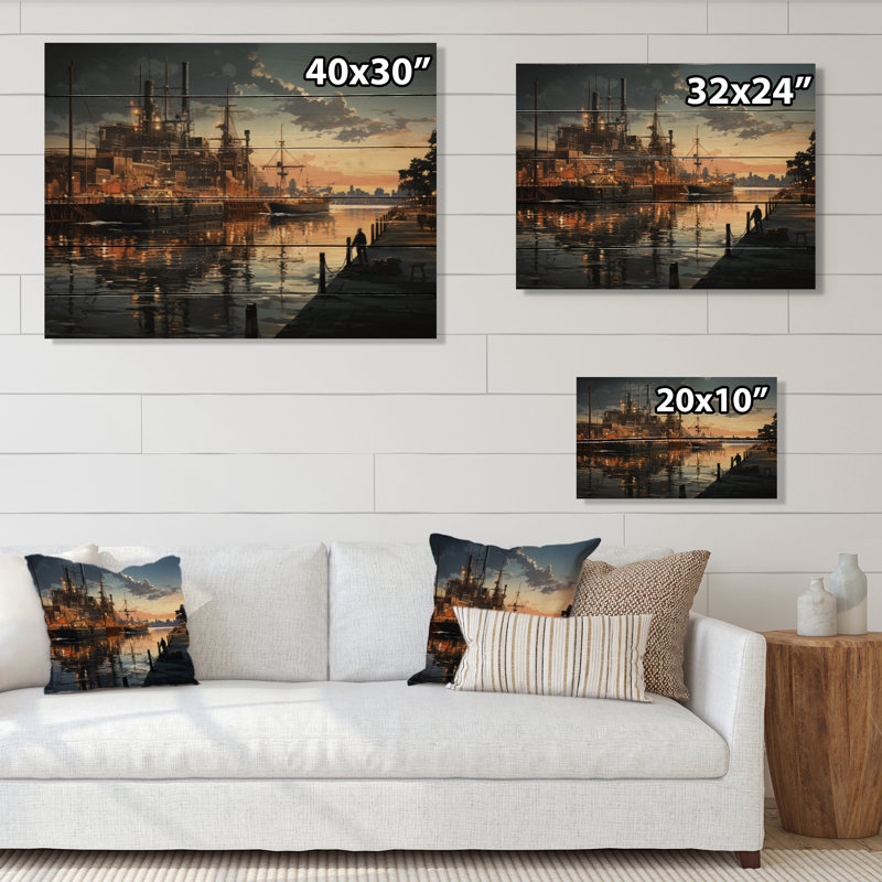 Port Industrial Elegance I sur bois, H 30 po x l 40 po x P 0,78 po
