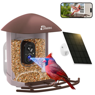  Coolfly X Richbird Solar Powered Smart Bird Feeder With 2.5K HD Camera In Bark Brown