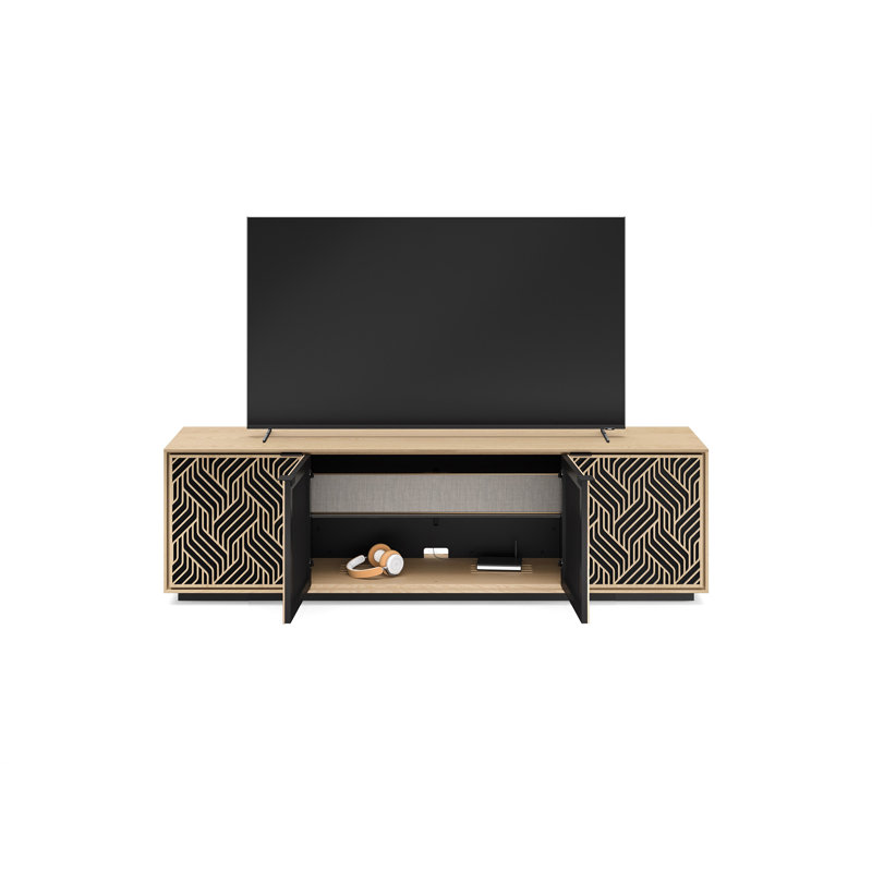 Elements - Cabinet with Rolling Plinth Base - Weave Door, Washed Oak