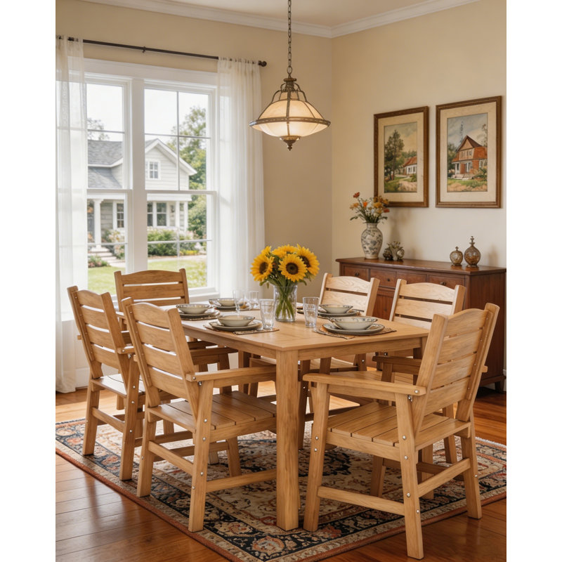 Table de salle à manger rectangulaire d'extérieur 67 po pour table à manger pour 6 personnes avec trou pour parasol pour terrasse de jardin