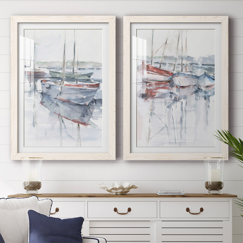 «Watercolor Harbor Study I», reproduction encadrée de qualité supérieure - prête à être accrochée, Blanc