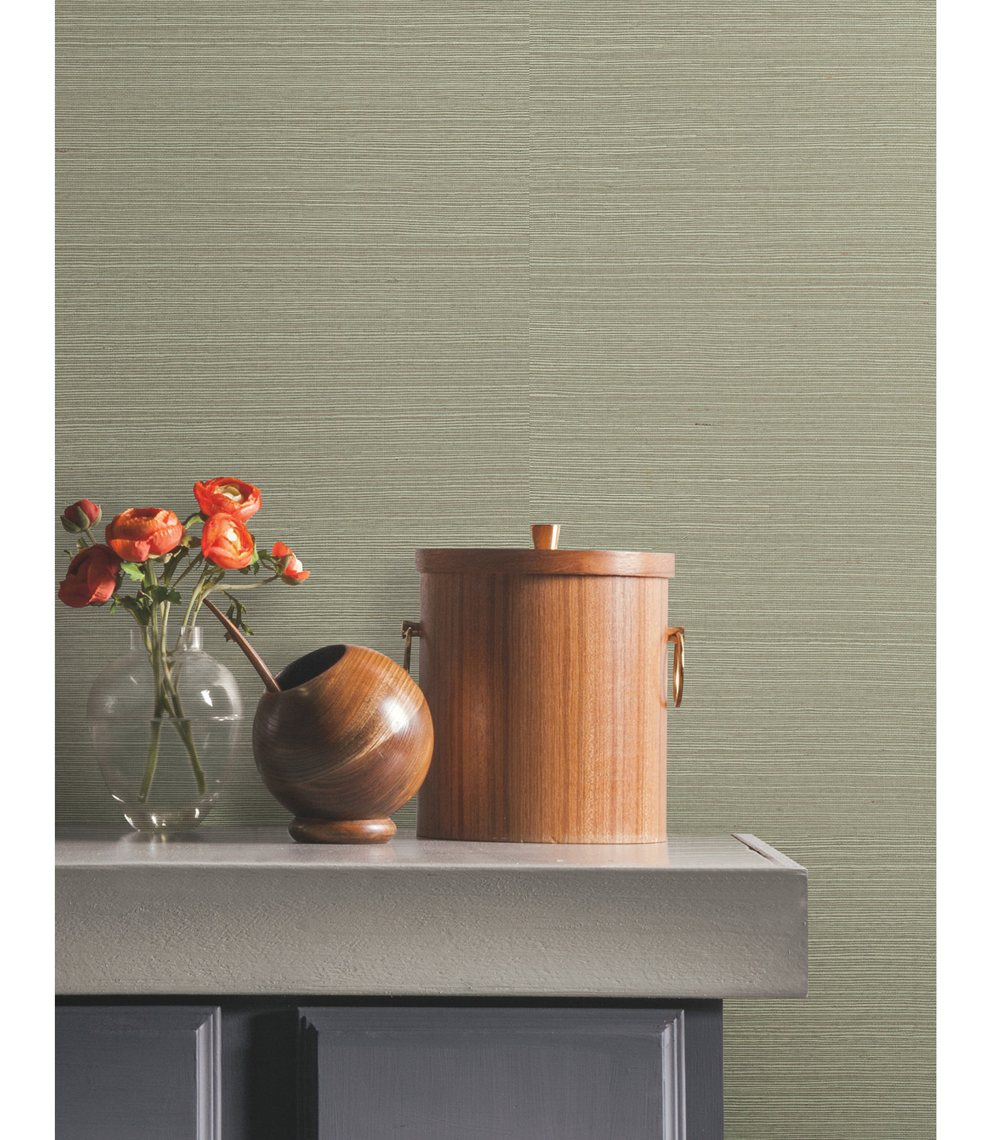 Natural Sisal Peel and Stick Grasscloth Wallpaper, Green