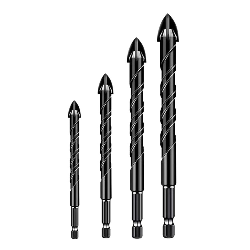 a drill  Four Blade Drill Bit Ceramic Tile Hexagonal Handle Brick Wall Cement Ceramic Perforated Drill