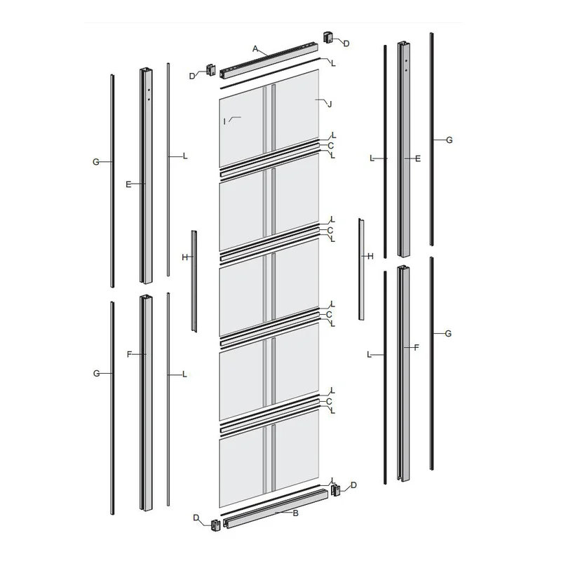 36" Glass Barn Door without Installation Hardware Kit, Clair, 36 po x 96 po