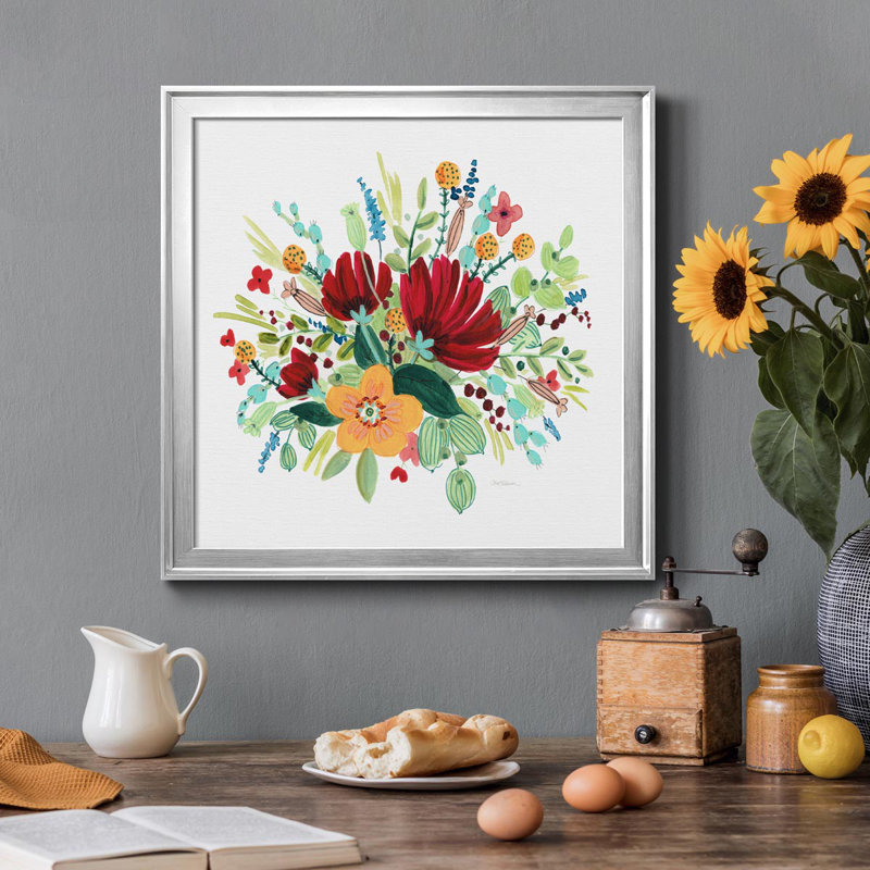 «May Flowers I», peinture sur toile encadrée, H 30,5 po x l 30,5 po x P 1,5 po, Argent