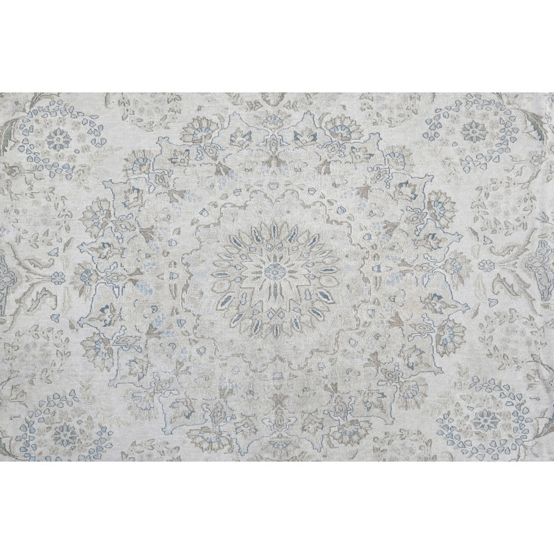 Hand Knotted Wool Oriental Area Rug in Ivory/Beige/Light Gray
