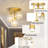 3 - Light Gold Crystal Flush Mount Ceiling Light with Iron & Glass-1176001574