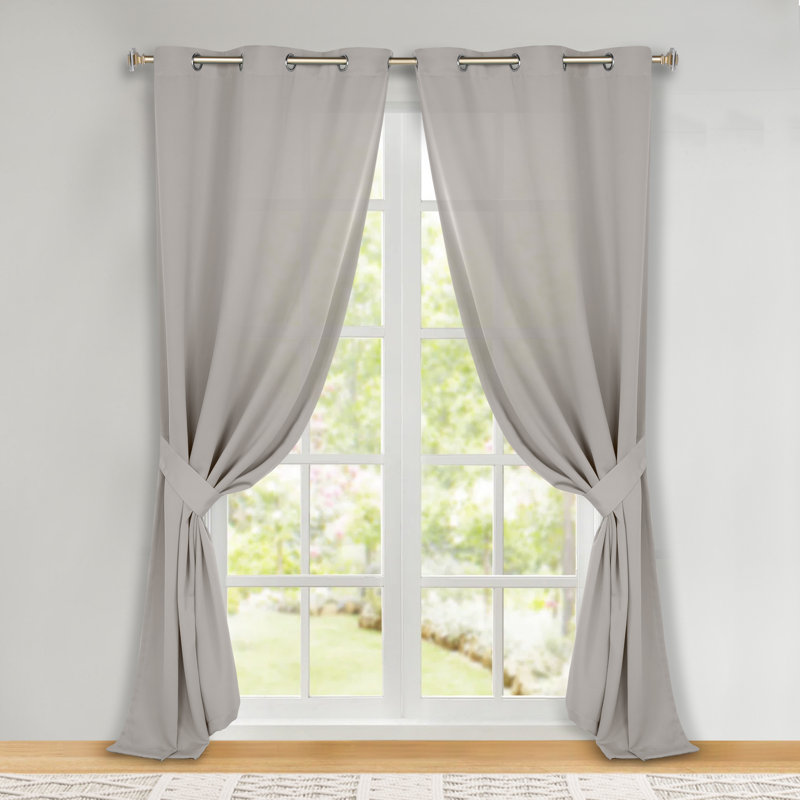 Paire de rideaux obscurcissant avec œillets Millendon, Chrome chrome, L 46 po x L 108 po