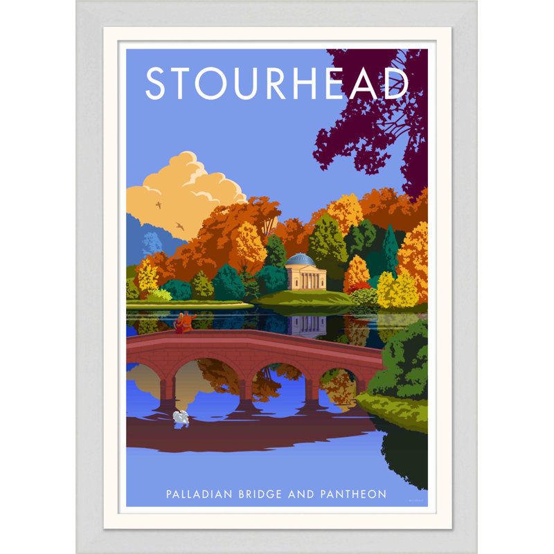 Stourhead by Stephen Millership - Print, 43.5cm H x 33.5cm W x 2.2cm D, White