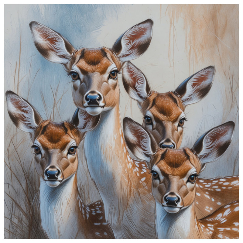 Édredon Group of Deer Illustration, Très grand lit
