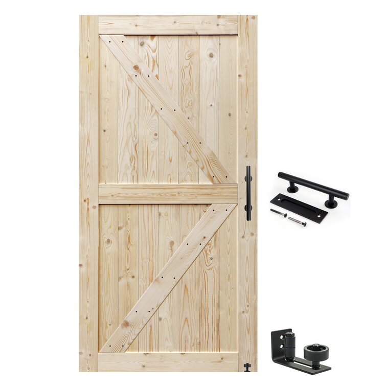 Paneled Solid Wood Barn Door S&Z TOPHAND Size: 28 x 80