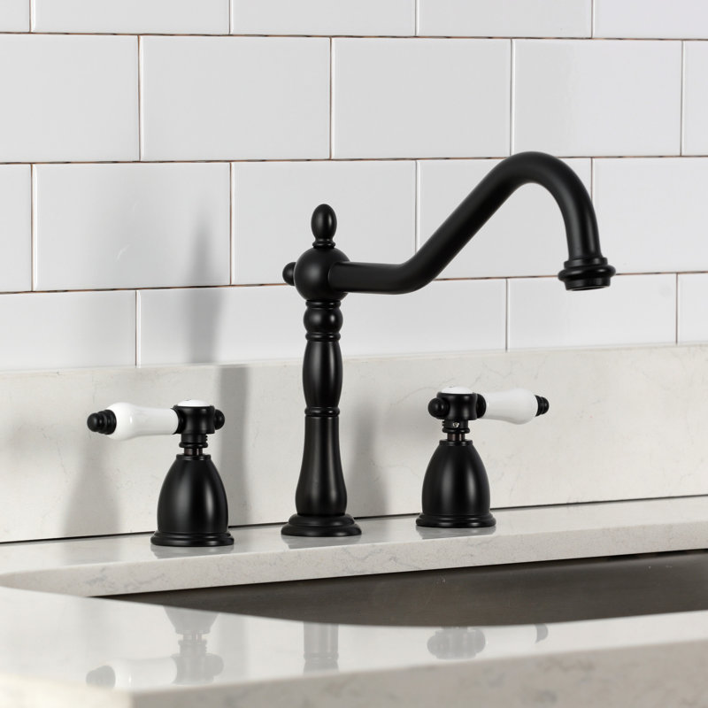 Kingston Brass Bel-Air Double-Handle Widespread Kitchen Faucet, Without Side Spray, Matte Black