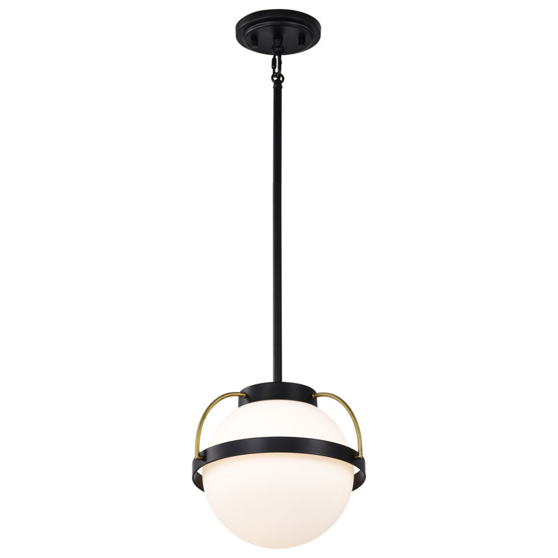Luminaire suspendu sphère 1 lumière Whit, Noir mat, H 48,8 po x l 10 po x P 10 po